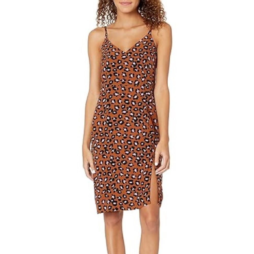 Sanctuary New Earth Brown Animal Print Midi Sheath Slip Dress